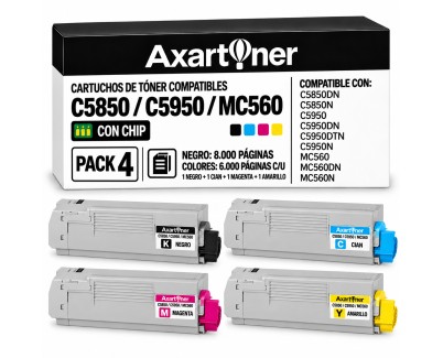 Compatible Pack x4 OKI C5850 / C5950 / MC560 Cartuchos de Toner