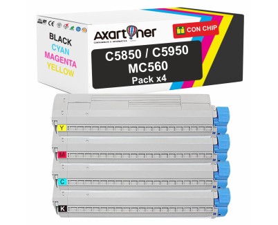 Compatible Pack x4 OKI C5850 / C5950 / MC560 Cartuchos de Toner