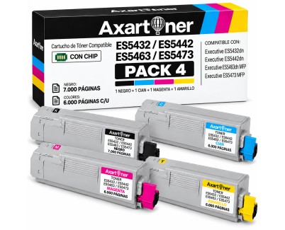 Compatible Pack x4 OKI ES5432 / ES5442 / ES5463 / ES5473 Cartuchos de Toner