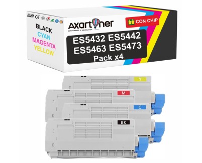 Compatible Pack x4 OKI ES5432 / ES5442 / ES5463 / ES5473 Cartuchos de Toner