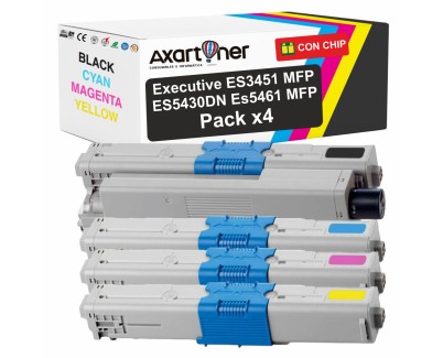 Compatible Pack x4 OKI Executive ES3451 MFP, ES5430DN, ES5461 MFP Cartuchos de Toner
