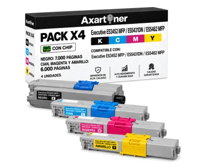 Compatible Pack x4 OKI Executive ES3452 MFP / ES5431DN / ES5462 MFP Cartuchos de Toner