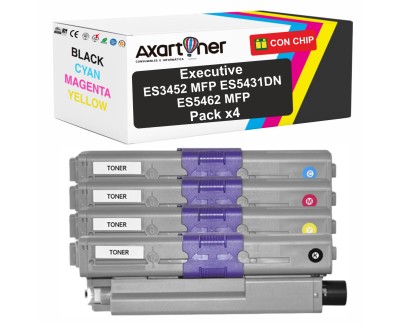 Compatible Pack x4 OKI Executive ES3452 MFP / ES5431DN / ES5462 MFP Cartuchos de Toner