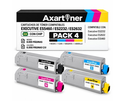 Compatible Pack x4 OKI Executive ES5460 / ES2232 / ES2632 Cartuchos de Toner