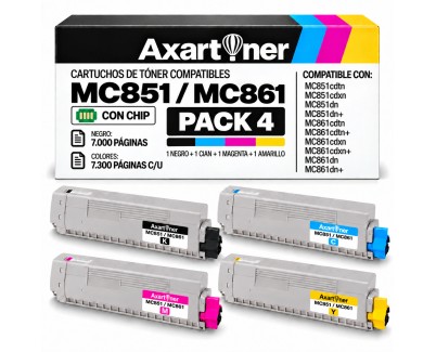 Compatible Pack x4 OKI MC851 / MC861 / MC862 Cartuchos de Toner