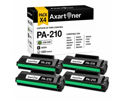 Compatible Pack x4 Pantum PA210 Negro Cartucho de Toner para Pantum P2200, P2500, M6500, M6550, M6600