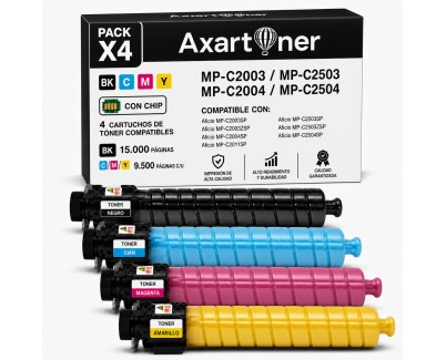 Compatible Pack x4 Ricoh Aficio MP-C2003 / MP-C2004 / MP-C2011 / MP-C2503 / MP-C2504 Cartuchos de Toner