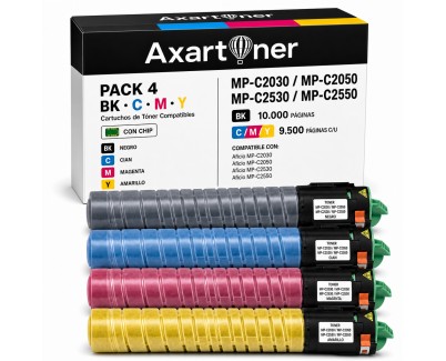 Compatible Pack x4 Ricoh Aficio MP-C2030 / MP-C2050 / MP-C2530 / MP-C2550 Cartuchos de Toner