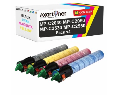 Compatible Pack x4 Ricoh Aficio MP-C2030 / MP-C2050 / MP-C2530 / MP-C2550 Cartuchos de Toner