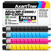 Compatible Pack x4 Ricoh Aficio MP-C2500 / MP-C3000 Cartuchos de Toner