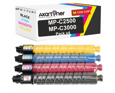 Compatible Pack x4 Ricoh Aficio MP-C2500 / MP-C3000 Cartuchos de Toner