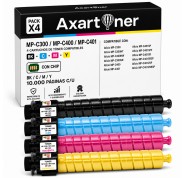 Compatible Pack x4 Ricoh Aficio MP-C300 / MP-C400 / MP-C401 Cartuchos de Toner MPC400, MPC300, MPC401
