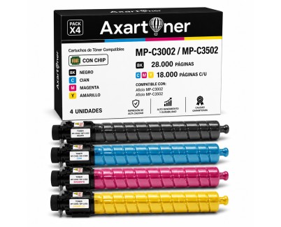 Compatible Pack x4 Ricoh Aficio MP-C3002 / MP-C3502 Cartuchos de Toner