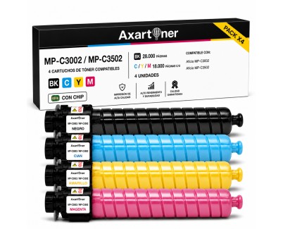 Compatible Pack x4 Ricoh Aficio MP-C3002 / MP-C3502 Cartuchos de Toner