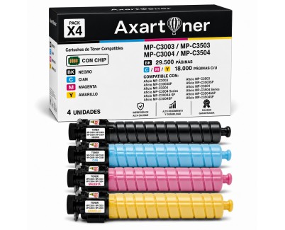 Compatible Pack x4 Ricoh Aficio MP-C3003 / MP-C3503 / MP-C3004 / MP-C3504 Cartuchos de Toner