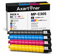 Compatible Pack x4 Ricoh Aficio MP-C305 / MP-C305SPF Cartuchos de Toner