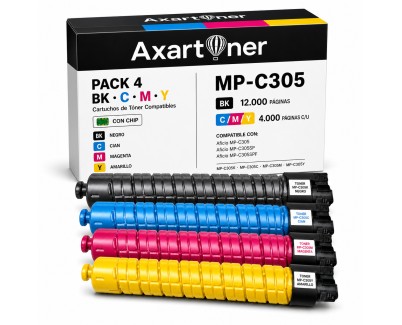 Compatible Pack x4 Ricoh Aficio MP-C305 / MP-C305SPF Cartuchos de Toner