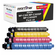 Compatible Pack x4 Ricoh Aficio MP-C305 / MP-C305SPF Cartuchos de Toner