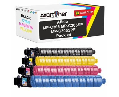 Compatible Pack x4 Ricoh Aficio MP-C305 / MP-C305SPF Cartuchos de Toner