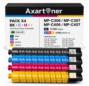 Compatible Pack x4 Ricoh Aficio MP-C306 / MP-C307 / MP-C406 / MP-C407 Cartuchos de Toner