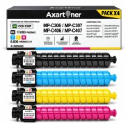 Compatible Pack x4 Ricoh Aficio MP-C306 / MP-C307 / MP-C406 / MP-C407 Cartuchos de Toner