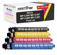 Compatible Pack x4 Ricoh Aficio MP-C306 / MP-C307 / MP-C406 / MP-C407 Cartuchos de Toner