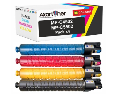 Compatible Pack x4 Ricoh Aficio MP-C4502 / MP-C4502AD / MP-C4502SPDF / MP-C5502 / MP-C5502SPDF Cartuchos de Toner