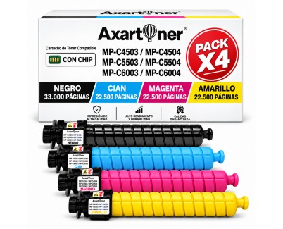 Compatible Pack x4 Ricoh Aficio MP-C4503 / MP-C4504 / MP-C5503 / MP-C5504 / MP-C6003 / MP-C6004 Cartuchos de Toner