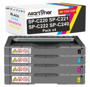 Compatible Pack x4 Ricoh Aficio SP-C220 / SP-C221 / SP-C222 / SP-C240 Cartuchos de Toner
