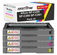 Compatible Pack x4 Ricoh Aficio SP-C250 / SP-C260 / SP-C261 Cartuchos de Toner