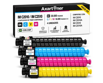 Compatible Pack x4 Ricoh IMC2010 / IMC2510 Cartuchos de Toner