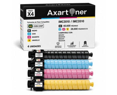 Compatible Pack x4 Ricoh IMC3010 / IMC3010A / IMC3510 / IMC3510A Cartuchos de Toner