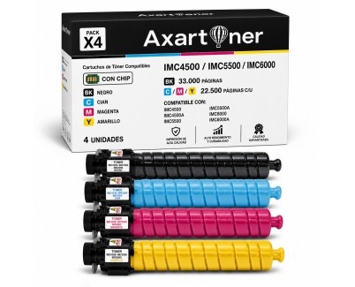 Compatible Pack x4 Ricoh IMC4500 / IMC5500 / IMC6000 Cartuchos de Toner