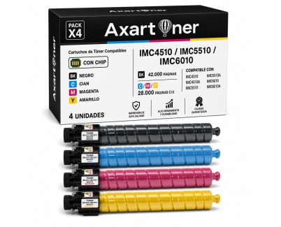 Compatible Pack x4 Ricoh IMC4510 / IMC4510A / IMC5510 / IMC5510A / IMC6010 / IMC6010A Cartuchos de Toner