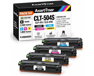 Compatible Pack x4 Samsung CLP-415 CLP-415N CLP-415NW CLX-4195 CLX-4195FN CLX-4195FW CLX-4195N Xpress C1810W C1860 C1860FW Cartuchos de Toner CLT-P504C / SU400A