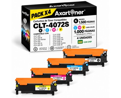 Compatible Pack x4 Samsung CLP325 / CLP320 / CLX3180 / CLX3185 Cartuchos de Toner
