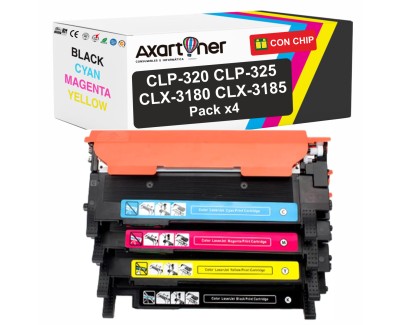 Compatible Pack x4 Samsung CLP325 / CLP320 / CLX3180 / CLX3185 Cartuchos de Toner