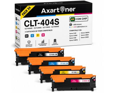 Compatible Pack x4 Samsung CLT-K404S CLT-C404S CLT-M404S CLT-Y404S Cartuchos de Toner para para Xpress C430 C430W C480 C480FN C480FW C480W C483W