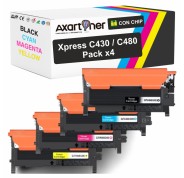 Compatible Pack x4 Samsung CLT-K404S CLT-C404S CLT-M404S CLT-Y404S Cartuchos de Toner para para Xpress C430 C430W C480 C480FN C480FW C480W C483W