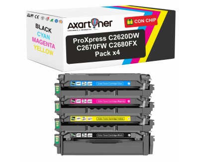 Compatible Pack x4 Samsung CLT-K505L CLT-C505L CLT-M505L CLT-Y505L Cartuchos de Toner para ProXpress C2620DW / C2670FW / C2680FX