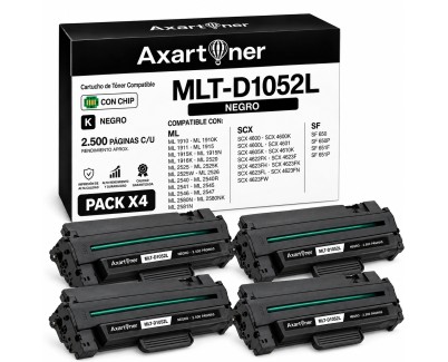 Compatible Pack x4 Samsung ML-1910 ML-1915 ML-2525 ML-2525W ML-2580N SCX-4600 SCX-4623F SCX-4623GN SF-650 ML1910 ML1915 ML2525 ML2525W ML2580N SCX4600 SCX4623F SCX4623CN SF650 Negro Cartucho de Toner MLT-D1052L / SU758A