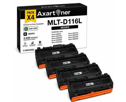 Compatible Pack x4 Samsung MLT-D116L Negro Cartucho de Toner SU828A para Samsung Xpress M2620D M2620ND M2625D M2625F M2625FN M2625N M2626 M2675F M2675FN M2676 M2820D M2820DW M2820ND M2825DW M2825ND M2826 M2830DW