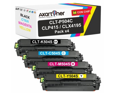 Compatible Pack x4 Samsung CLP-415 CLP-415N CLP-415NW CLX-4195 CLX-4195FN CLX-4195FW CLX-4195N Xpress C1810W C1860 C1860FW Cartuchos de Toner CLT-P504C / SU400A