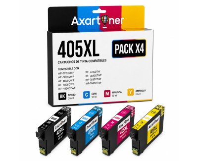 Compatible Pack x4 Tinta Epson 405XL para WorkForce Pro WF3820, 3825, 3830, 4820, 4825, 4830, 7830, 7835, 7840