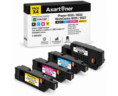 Compatible Pack x4 Xerox Phaser 6020 / 6022 - WorkCentre 6025 / 6027 Cartuchos de Toner