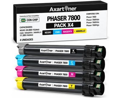 Compatible Pack x4 Xerox Phaser 7800 Cartuchos de Toner