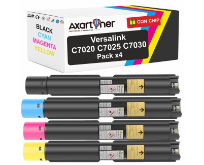 Compatible Pack x4 Xerox VersaLink C7020 / C7025 / C7030 Cartuchos de Toner