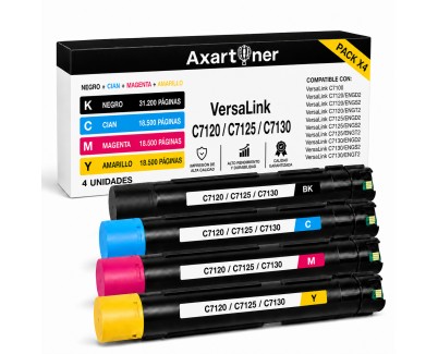 Compatible Pack x4 Xerox Versalink C7120 / C7125 / C7130 Cartuchos de Toner