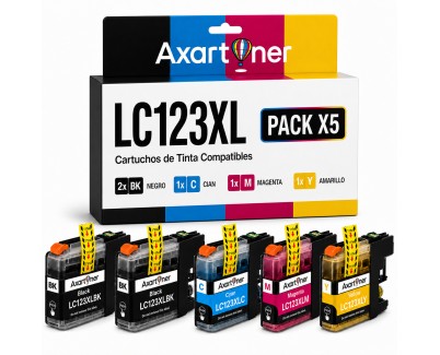 Compatible Pack x5 Brother LC123XL / LC121XL Cartuchos de Tinta LC-123 / LC-121