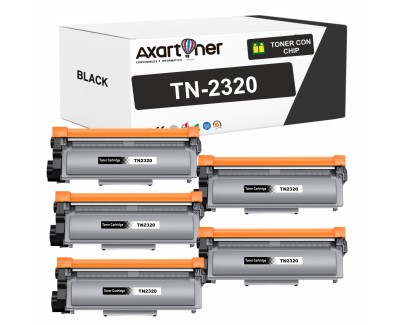 Compatible Pack x5 Brother TN2320 Negro Cartuchos de Toner para Brother MFC-L2700DW HL-L2300D HL-L2340DW DCP-L2520DW DCP-L2500D DCP-L2540DN MFC-L2720DW MFC-L2740DW